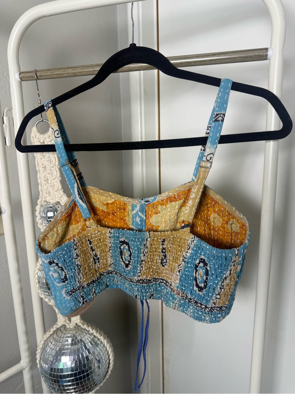 Kantha Blue Printed Crop Top - Picture 2 of 3